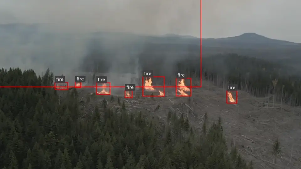 Fire and smoke detection from an aerial view