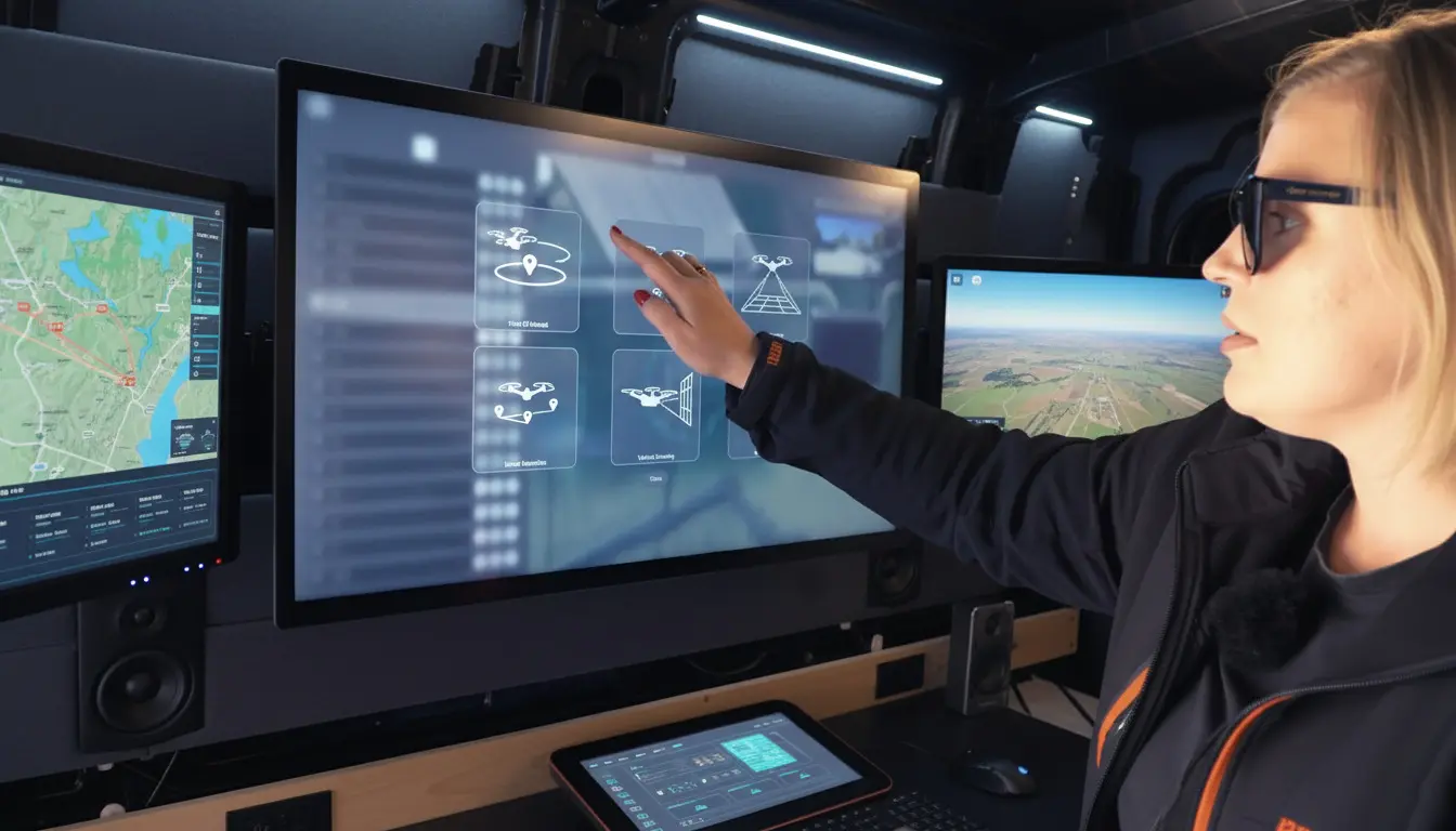Person interacting with a drone dock