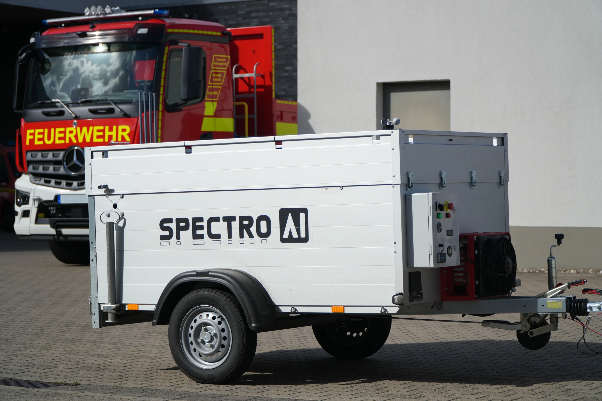 Dockwatch trailer with a fire truck