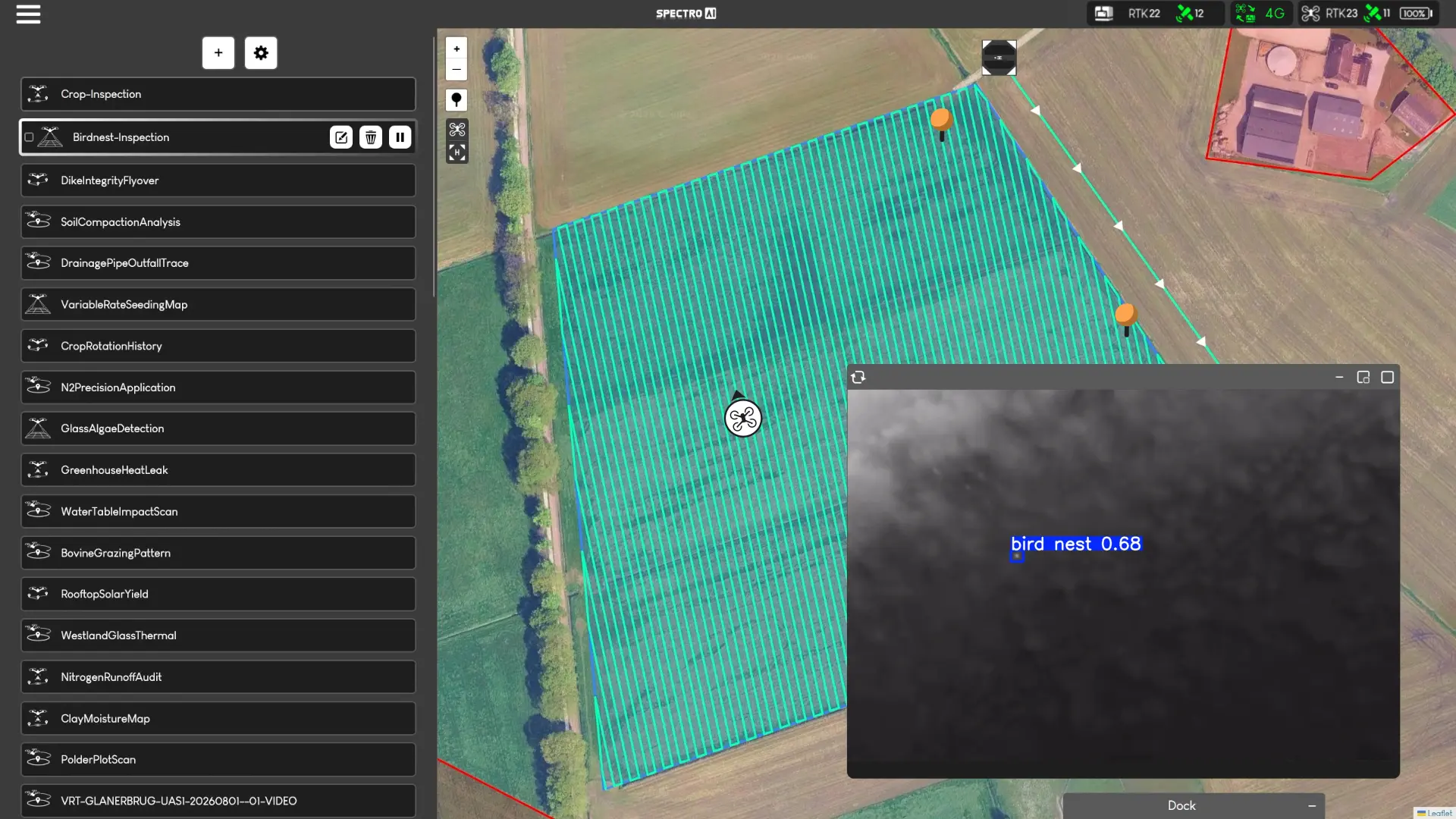 Drone bird nest inspection