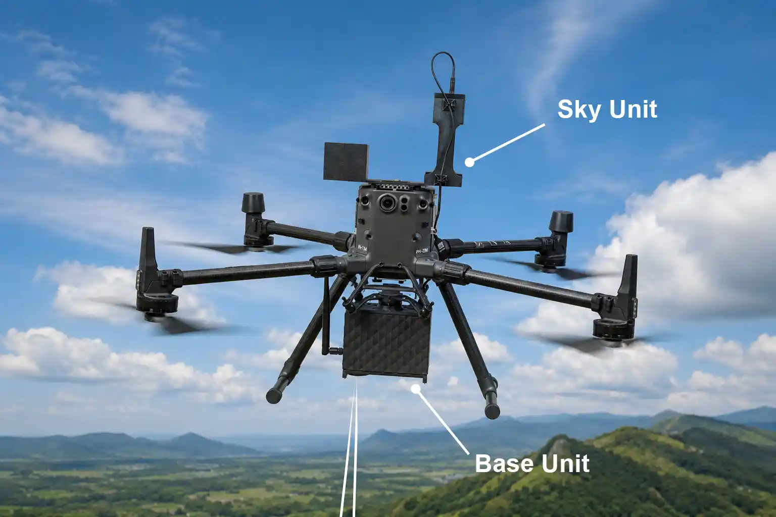 HyperSlit installed in flight with the sky unit and base unit highlighted