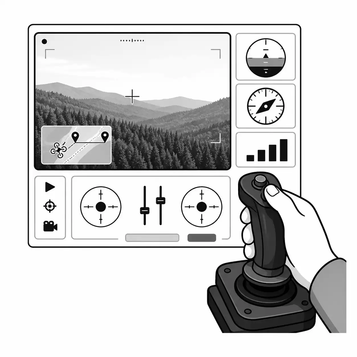 Virtual cockpit and manual takeover illustration