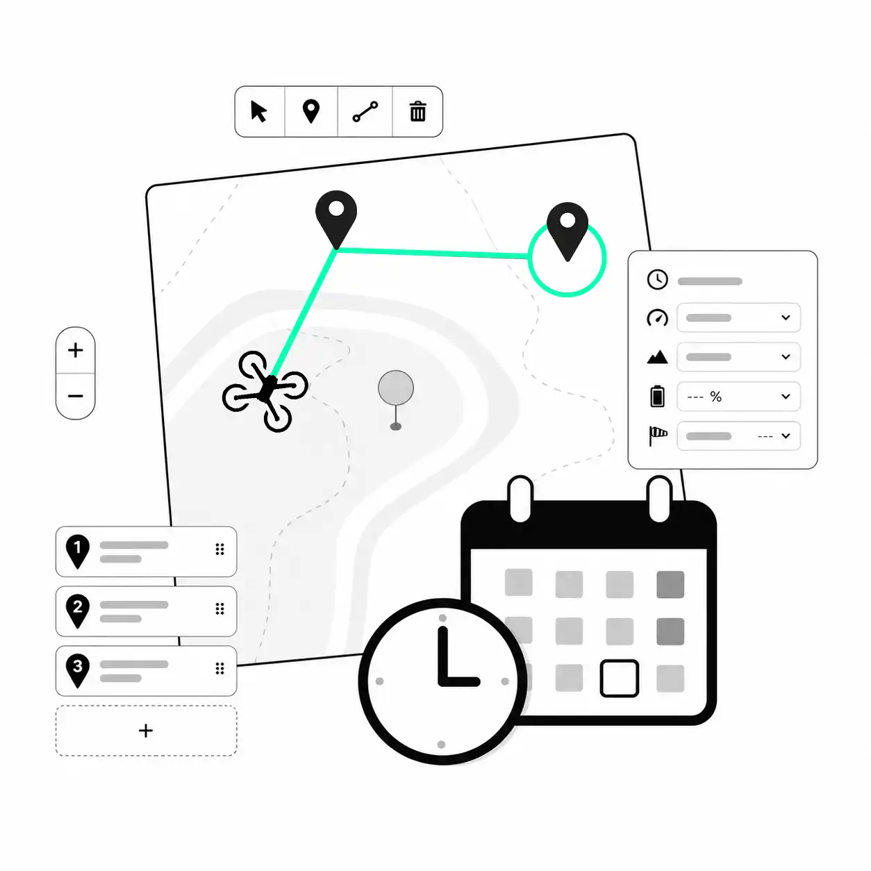 Mission route and scheduling illustration