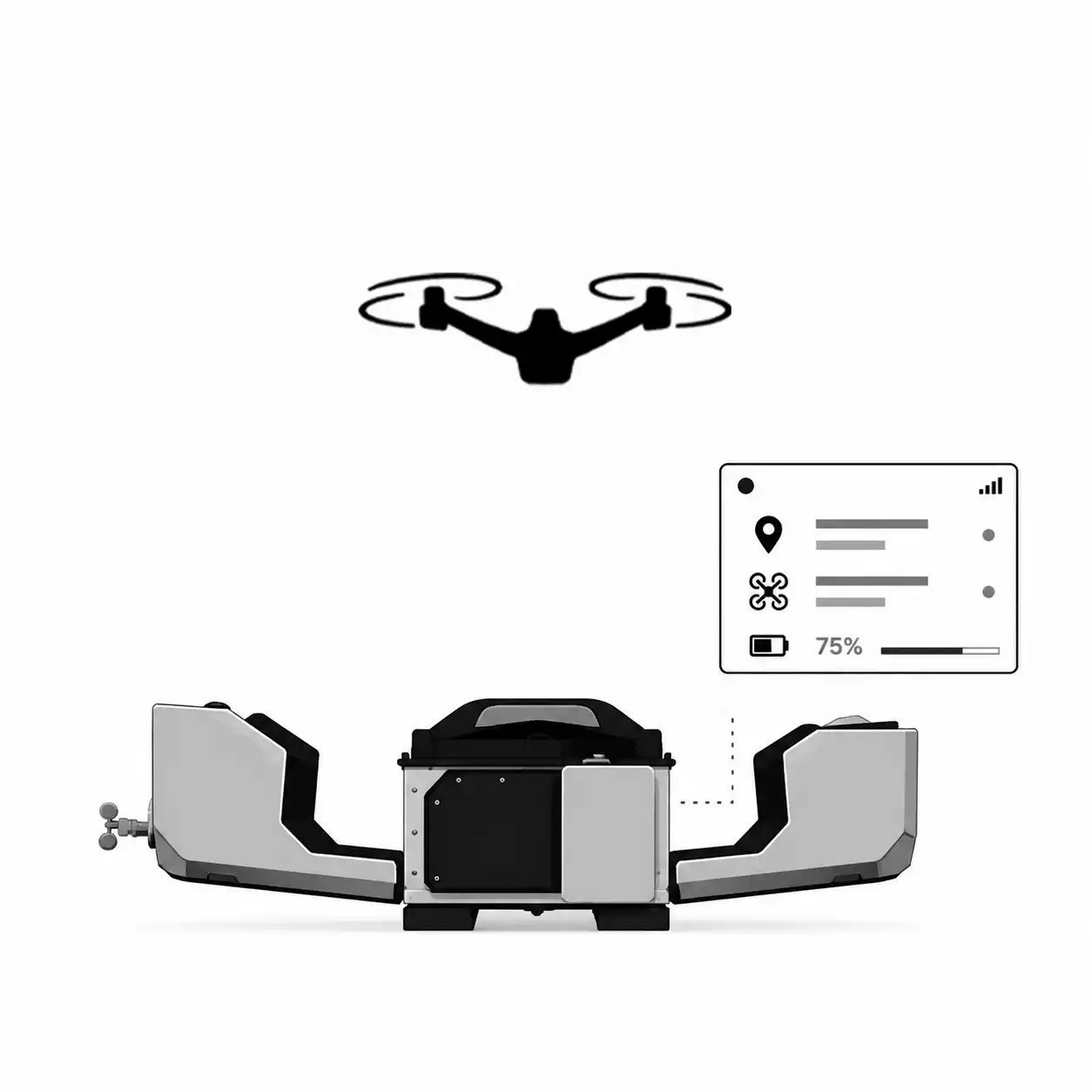 Drone and autonomous dock operations illustration