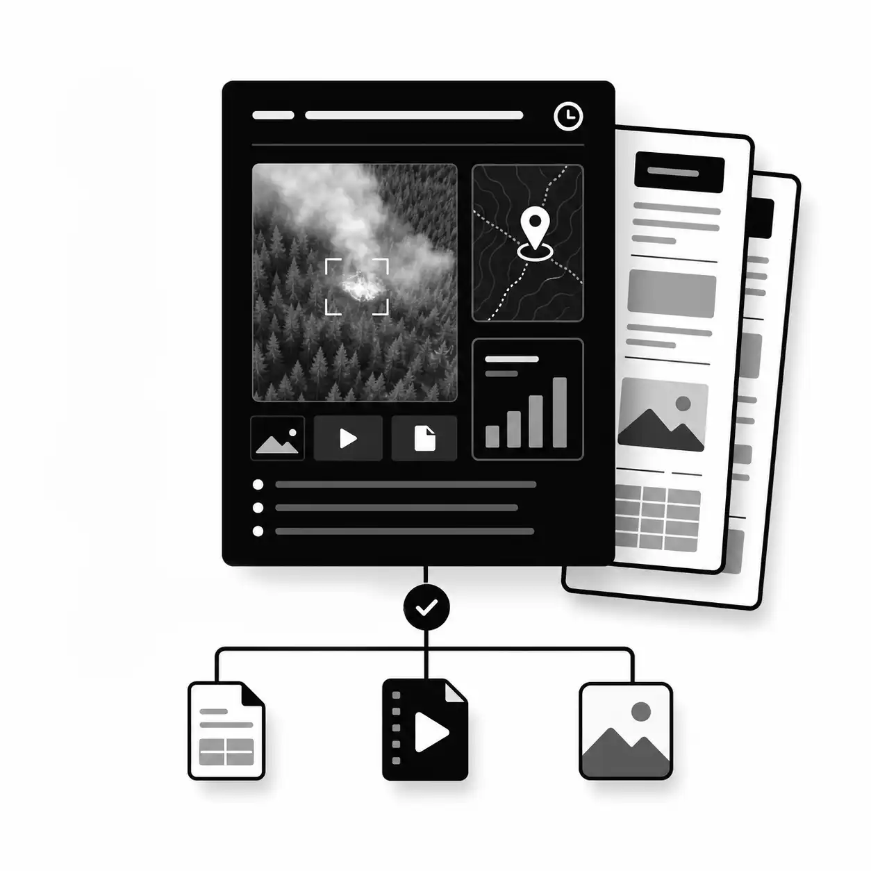 Connected inspection report and evidence illustration