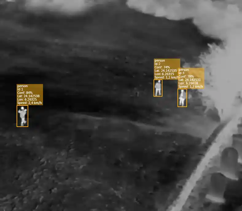 AI detections in the drone camera feed